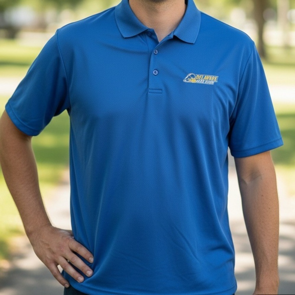 Vansport Mens 2X‎ Royal Blue Delaware Blue Hens Short Sleeve Active Polo Shirt